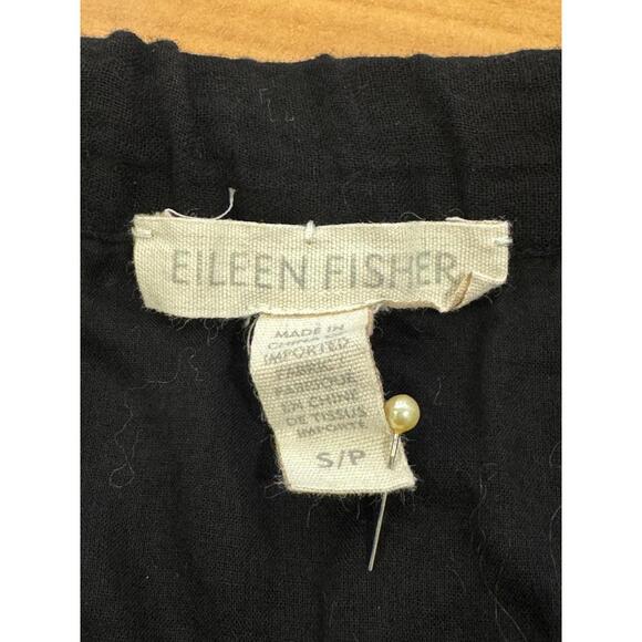 Eileen Fisher Black Gauze Organic Cotton Textured Pull On A Line Skirt Sz S - Picture 4 of 4